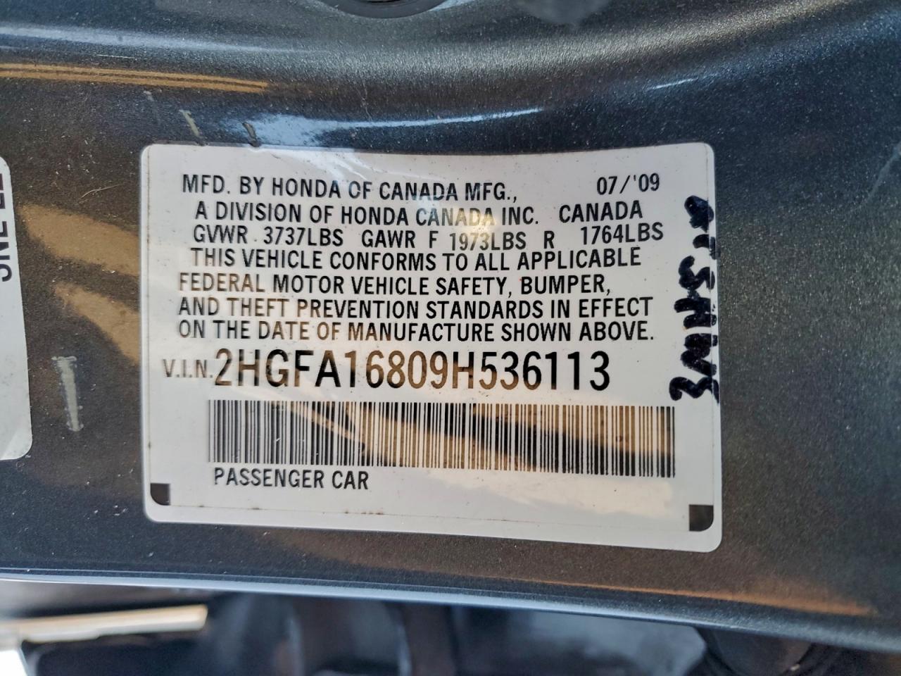 2009 HONDA CIVIC EX photo 34