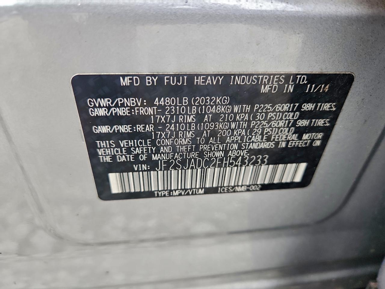 2015 SUBARU FORESTER 2.5I PREMIUM photo 13