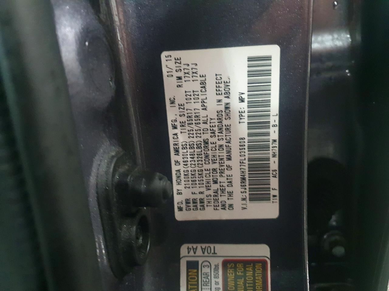 2015 HONDA CR-V EXL photo 13