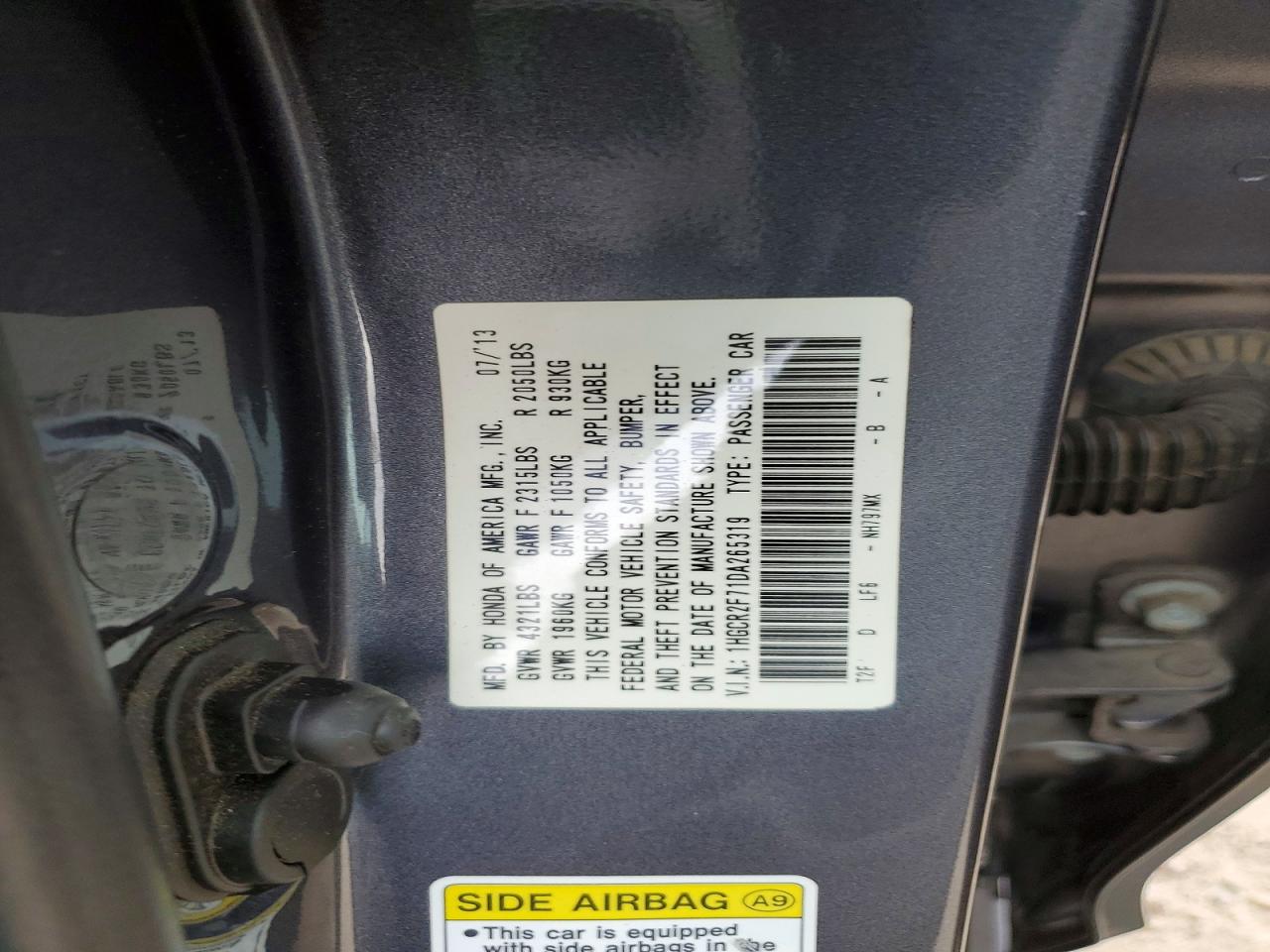 2013 HONDA ACCORD EX photo 12