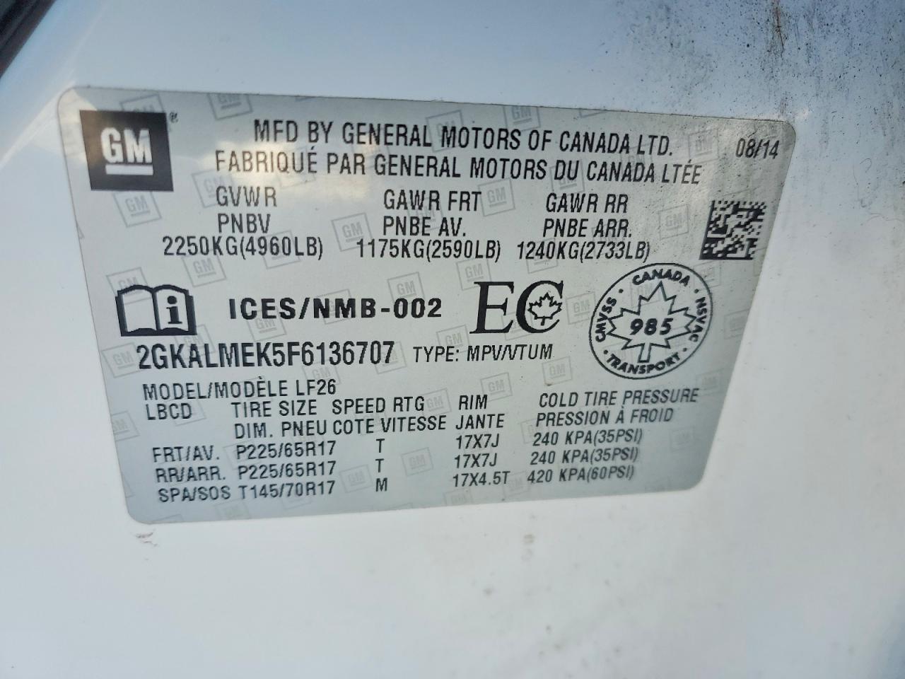 2015 GMC TERRAIN SLE photo 13