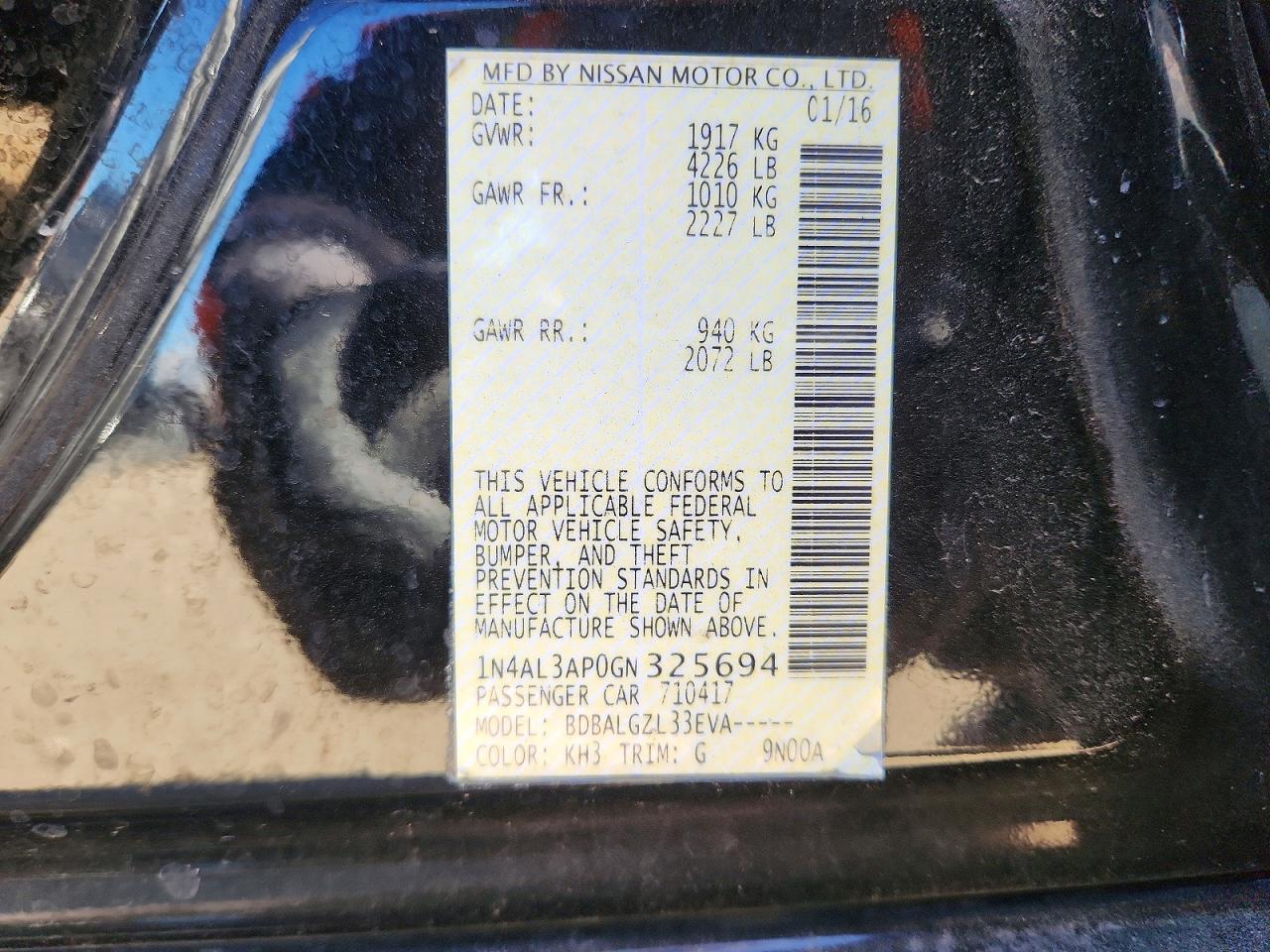 2016 NISSAN ALTIMA 2.5 photo 12