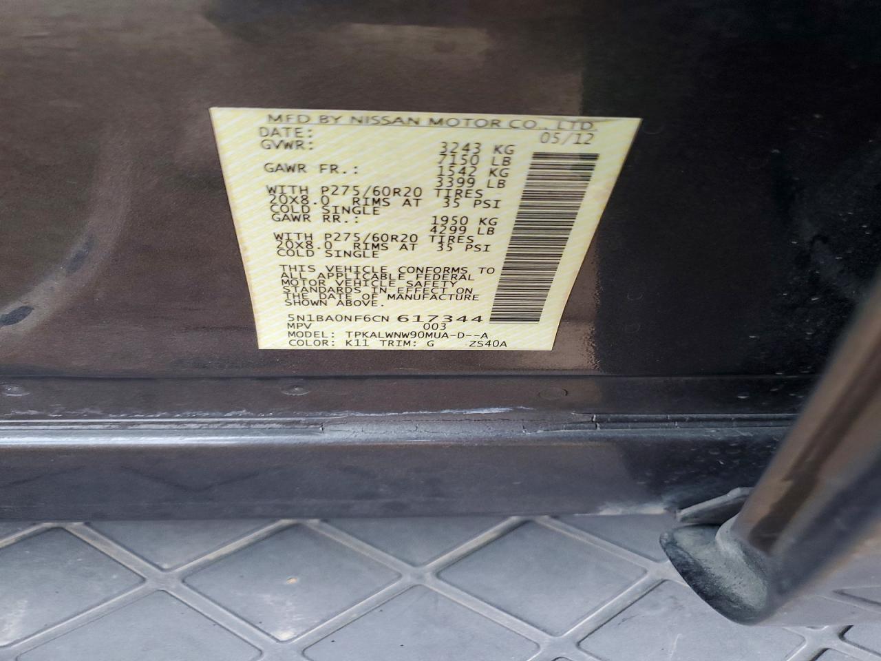 2012 NISSAN ARMADA SV photo 13