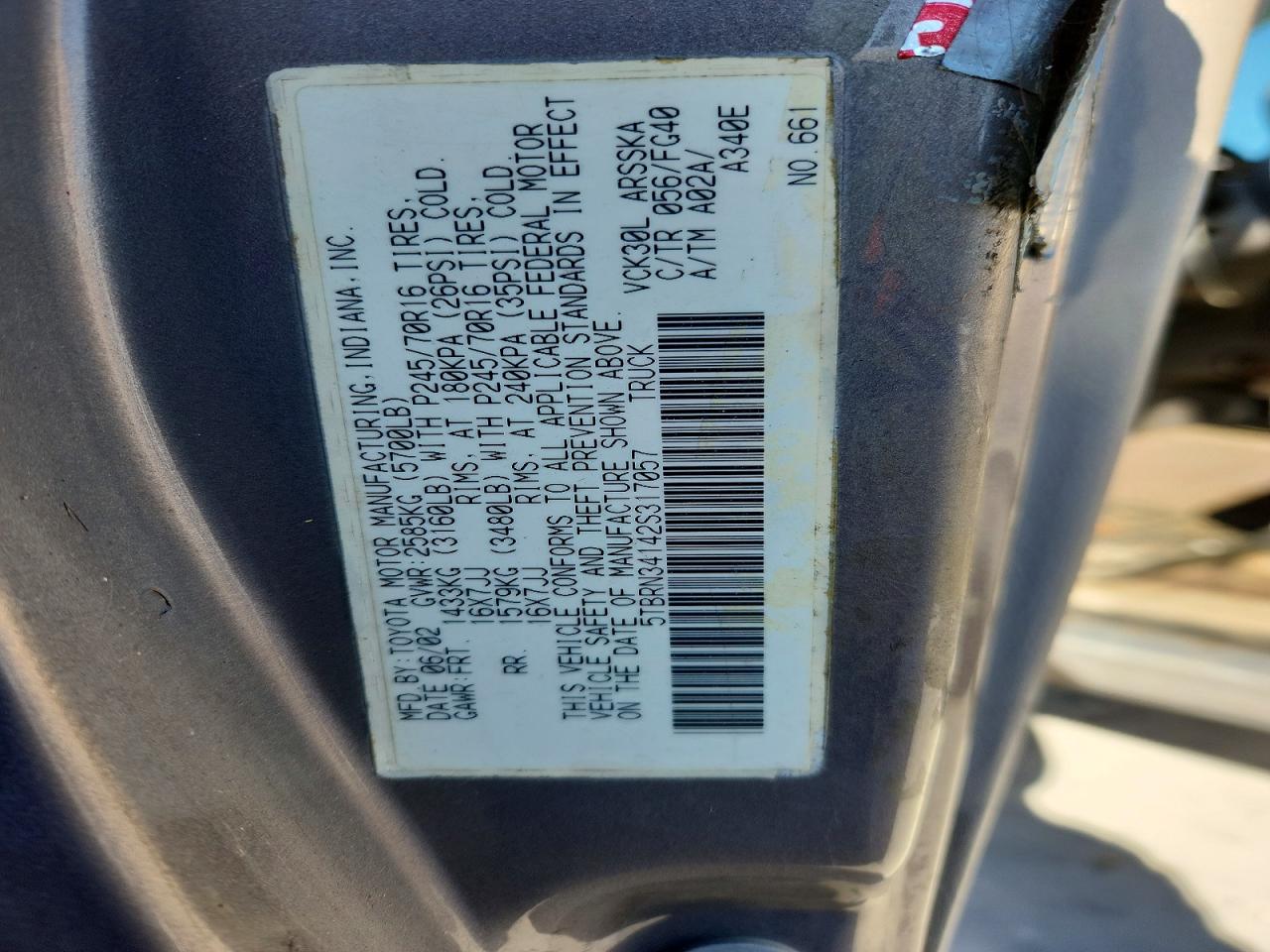 2002 TOYOTA TUNDRA ACCESS CAB SR5 photo 13