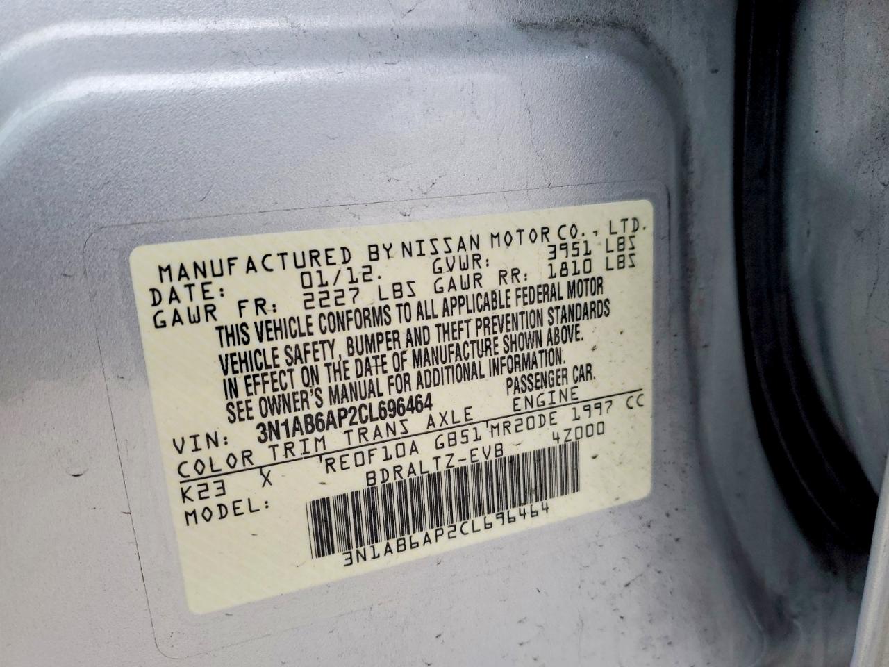 2012 NISSAN SENTRA 2.0 photo 12