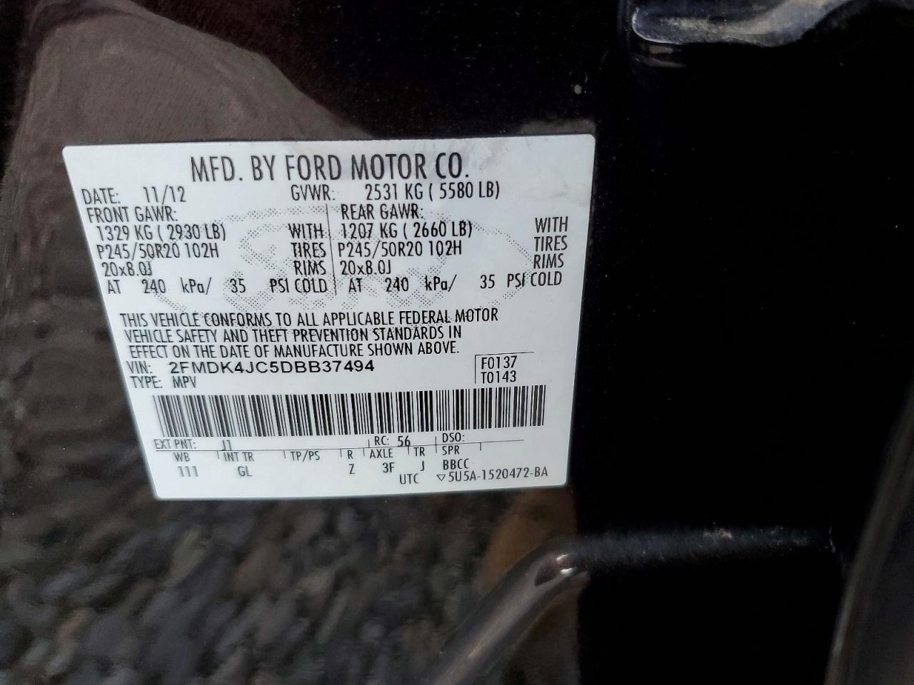 2013 FORD EDGE SEL photo 14