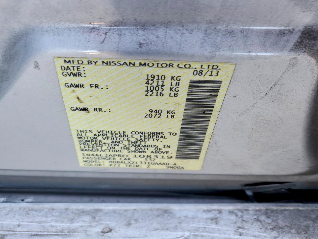 2014 NISSAN ALTIMA 2.5 photo 12
