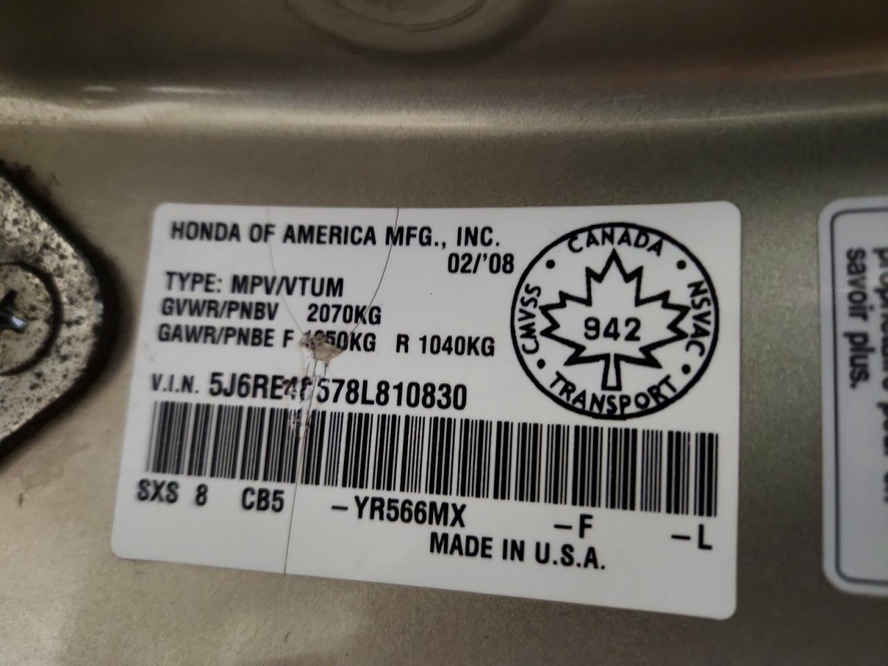 2008 HONDA CR-V EX photo 14