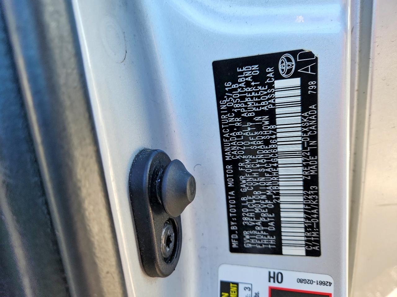 2016 TOYOTA COROLLA L photo 12