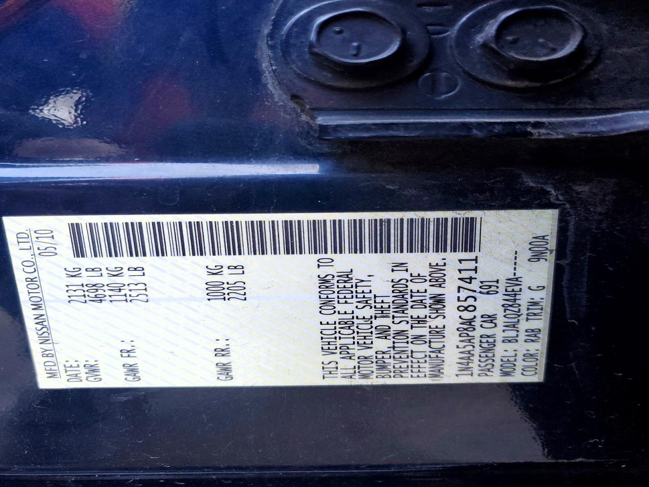 2010 NISSAN MAXIMA S photo 34