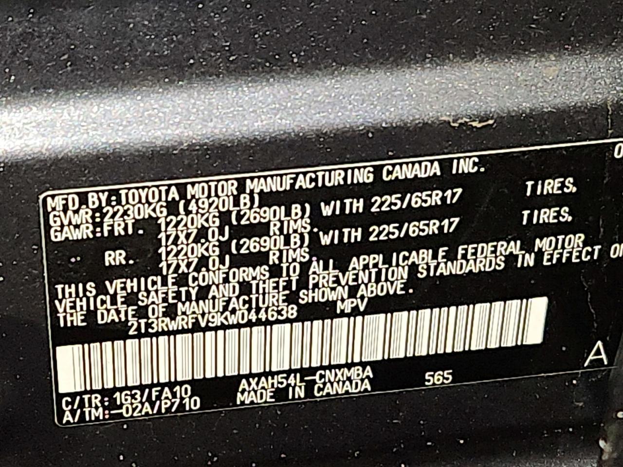 2019 TOYOTA RAV4 XLE photo 12