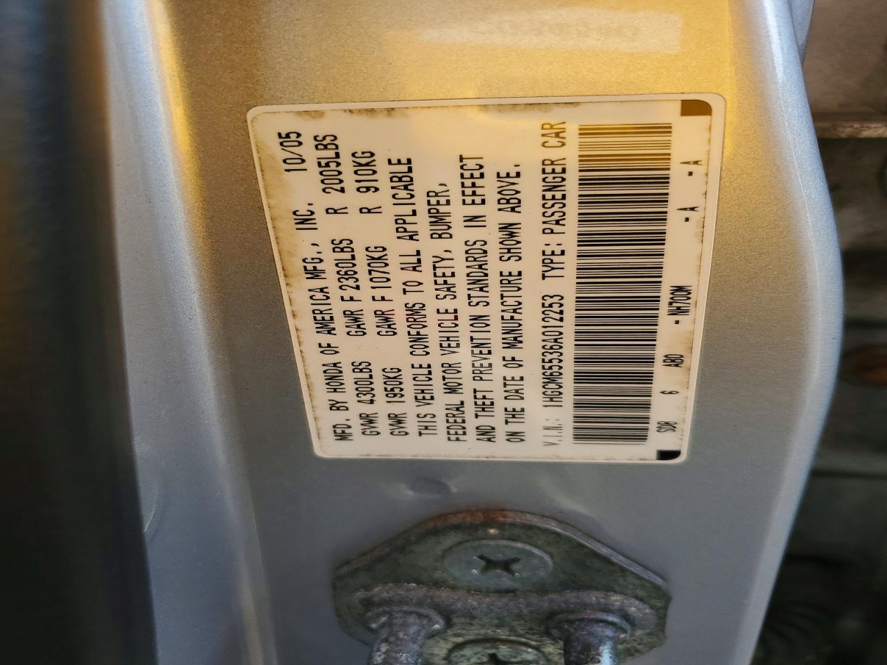 2006 HONDA ACCORD EX photo 23