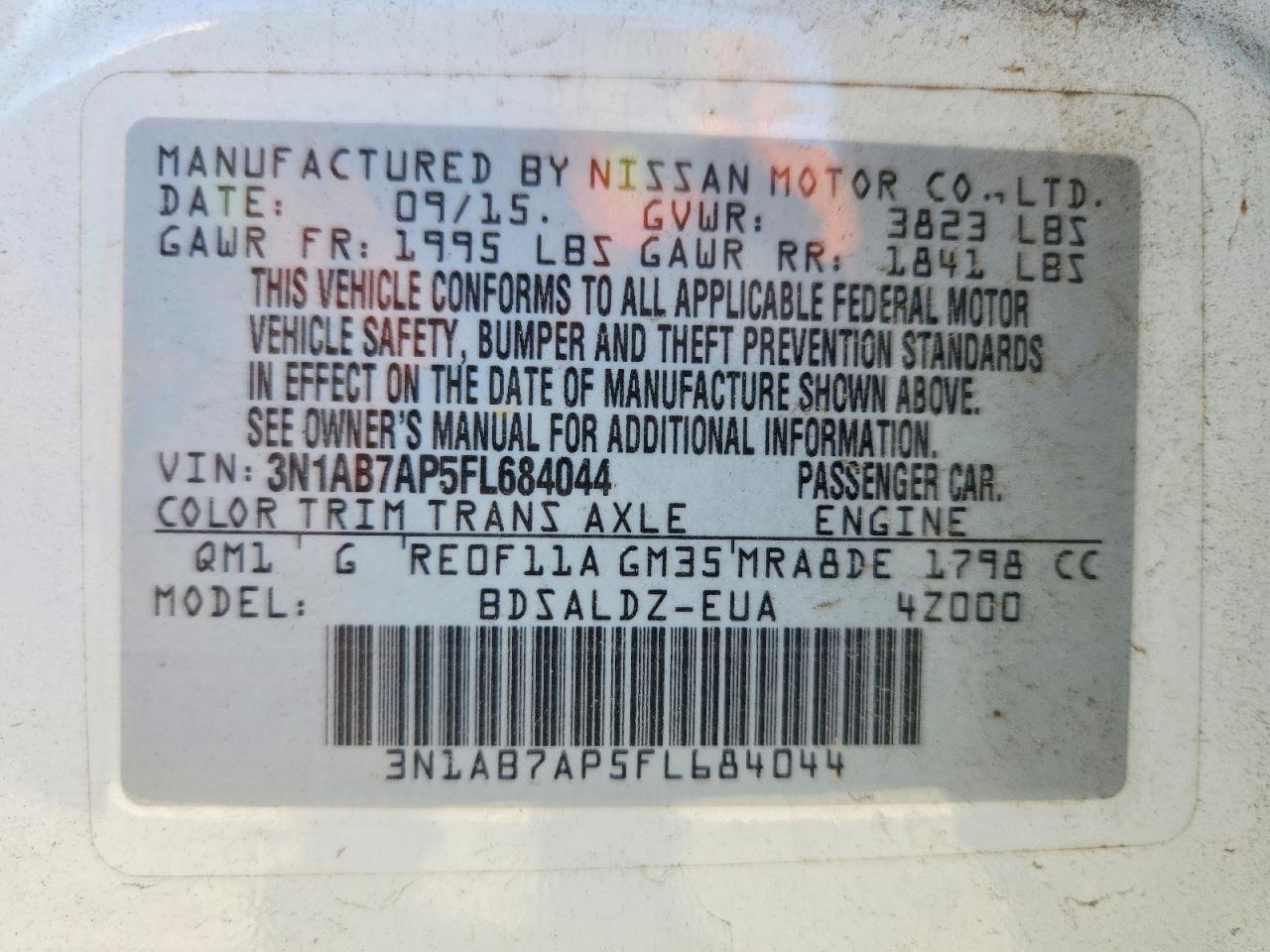 2015 NISSAN SENTRA S photo 23