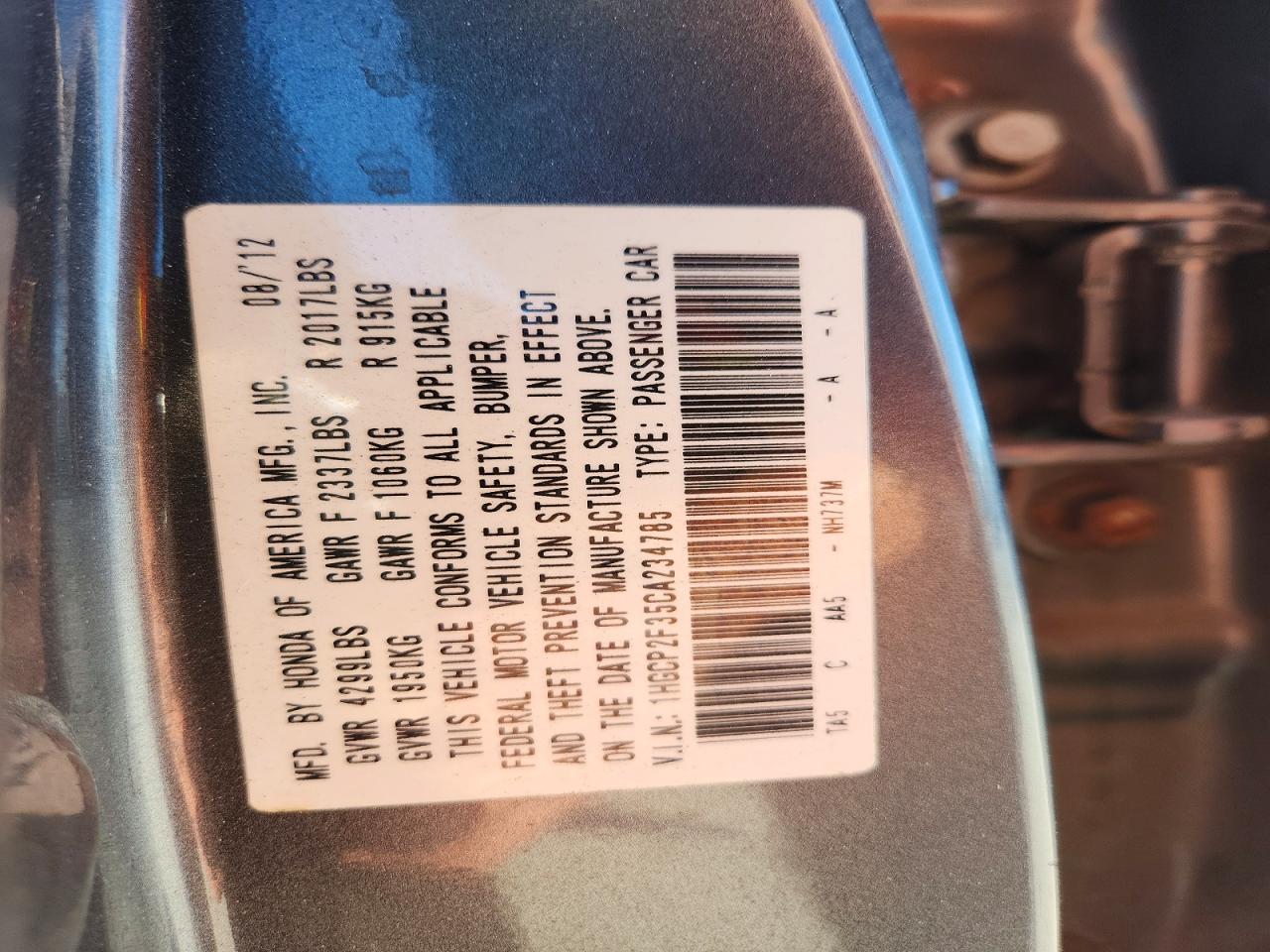2012 HONDA ACCORD LX photo 25