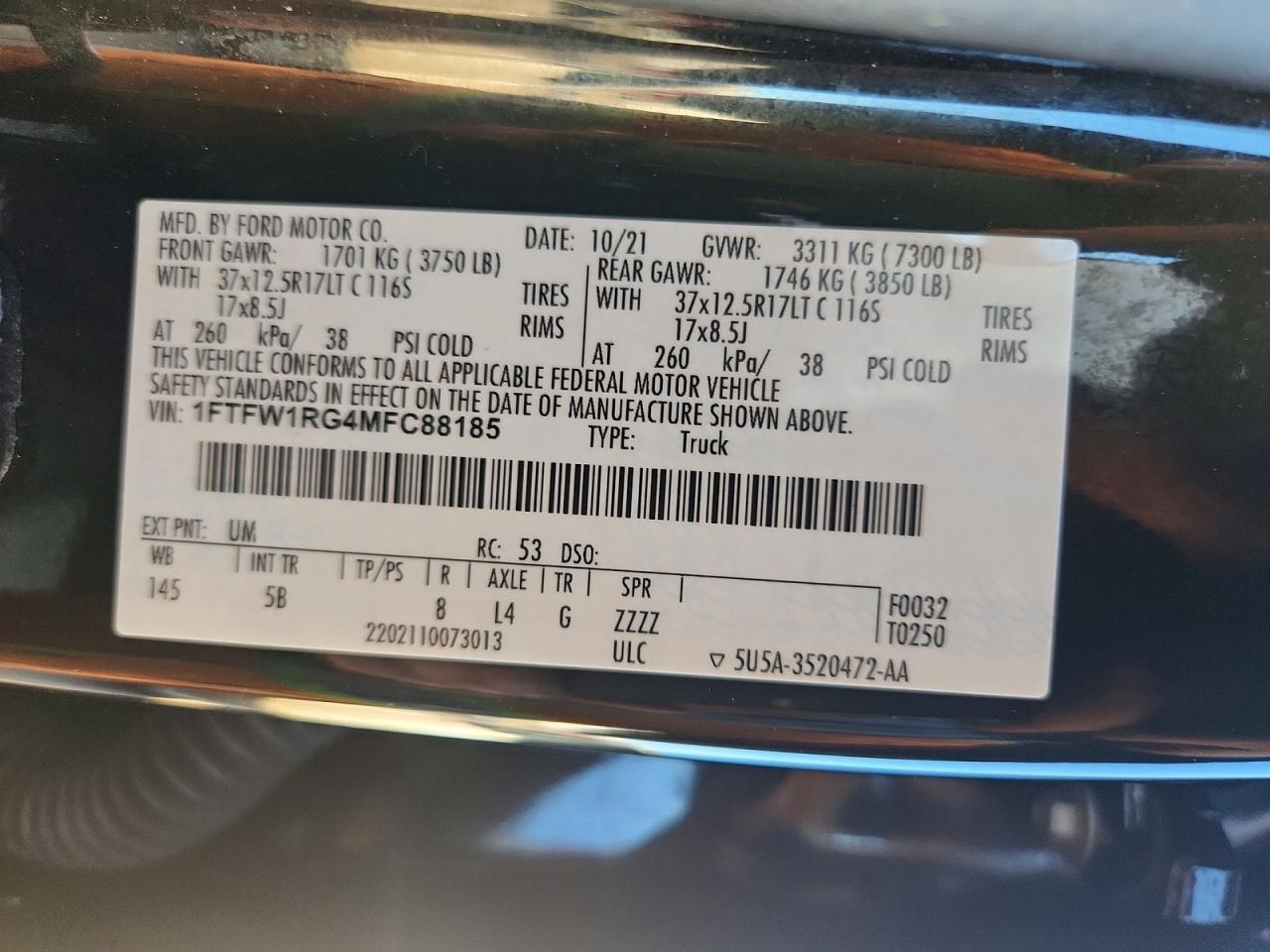 2021 FORD F150 RAPTOR photo 34