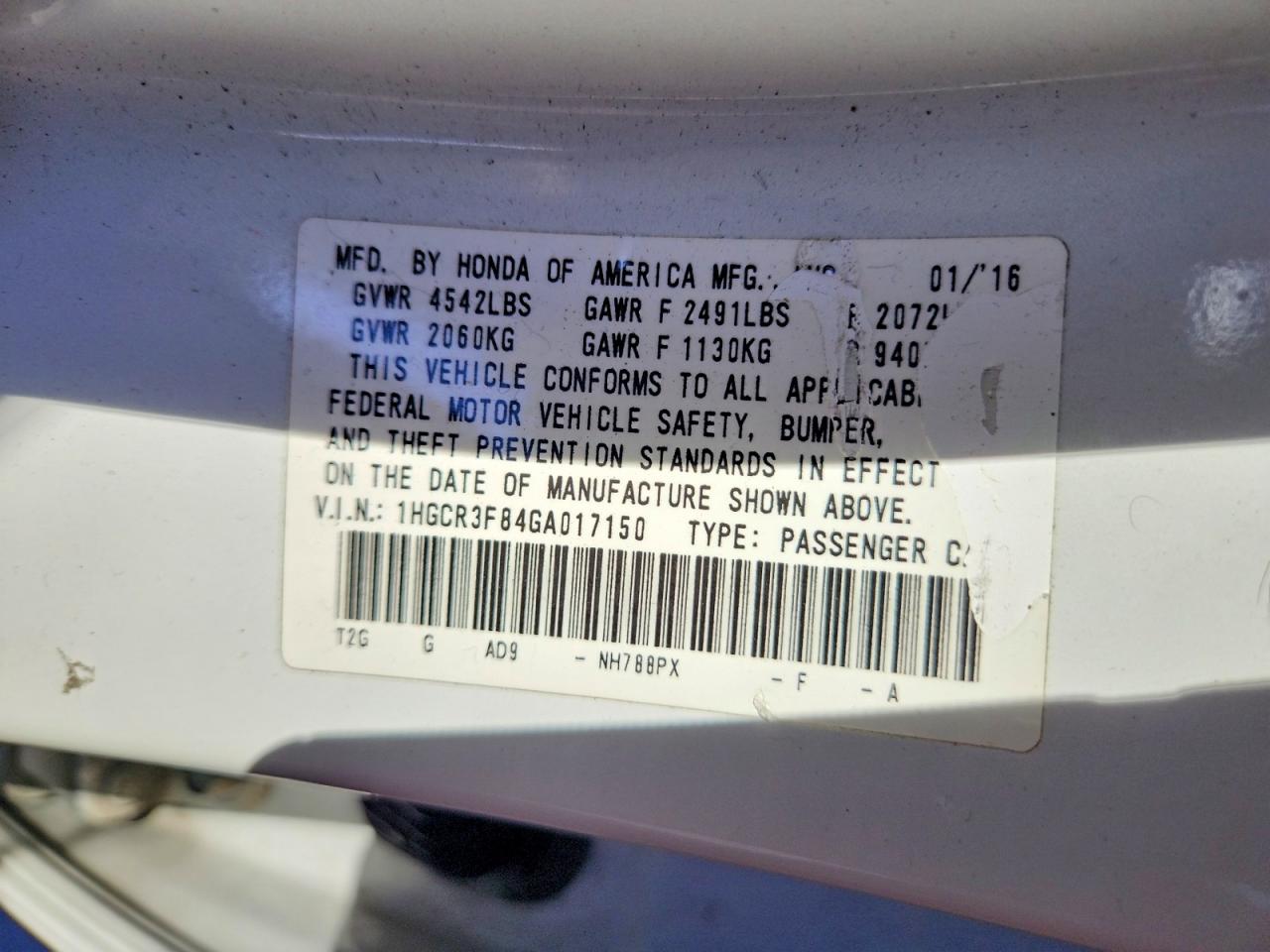 2016 HONDA ACCORD EXL photo 37