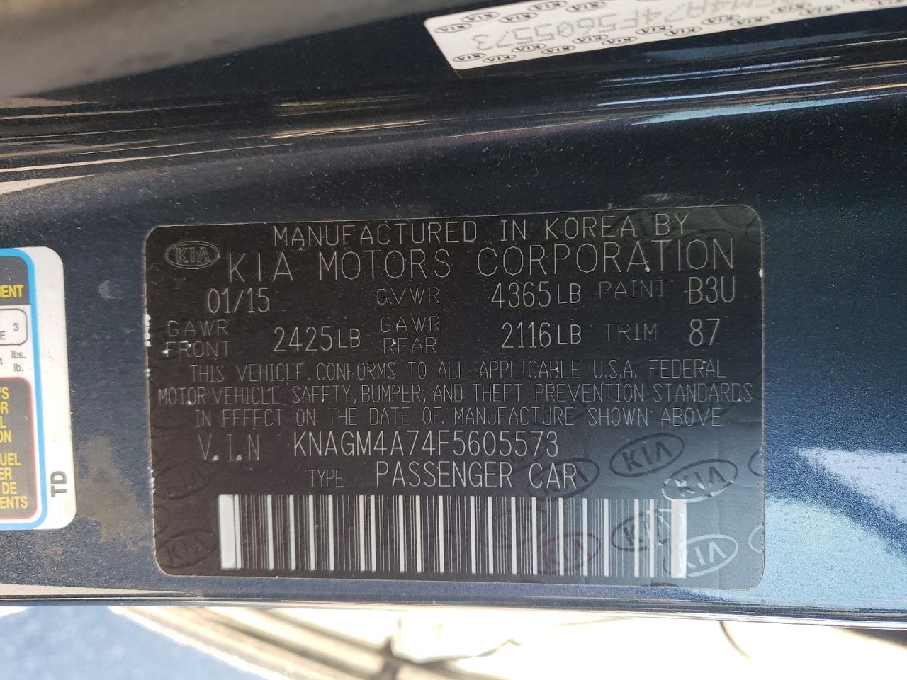2015 KIA OPTIMA LX photo 12