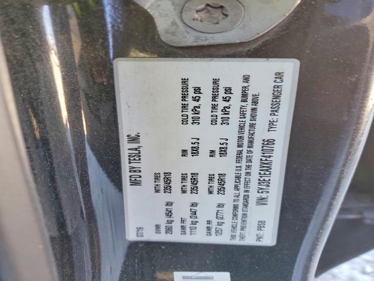 2019 TESLA MODEL 3 photo 12
