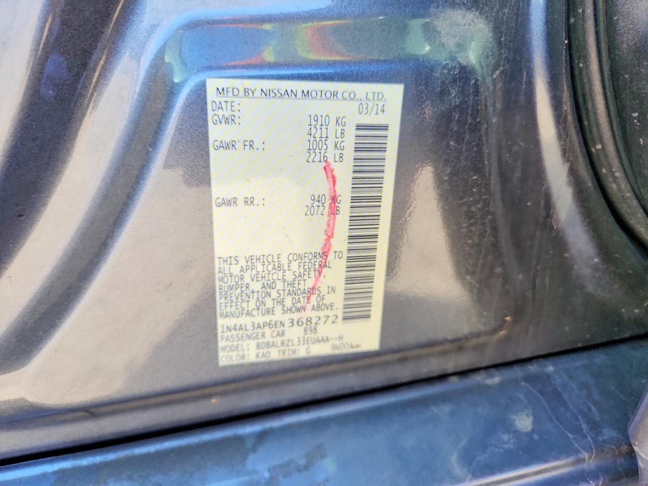 2014 NISSAN ALTIMA 2.5 photo 12
