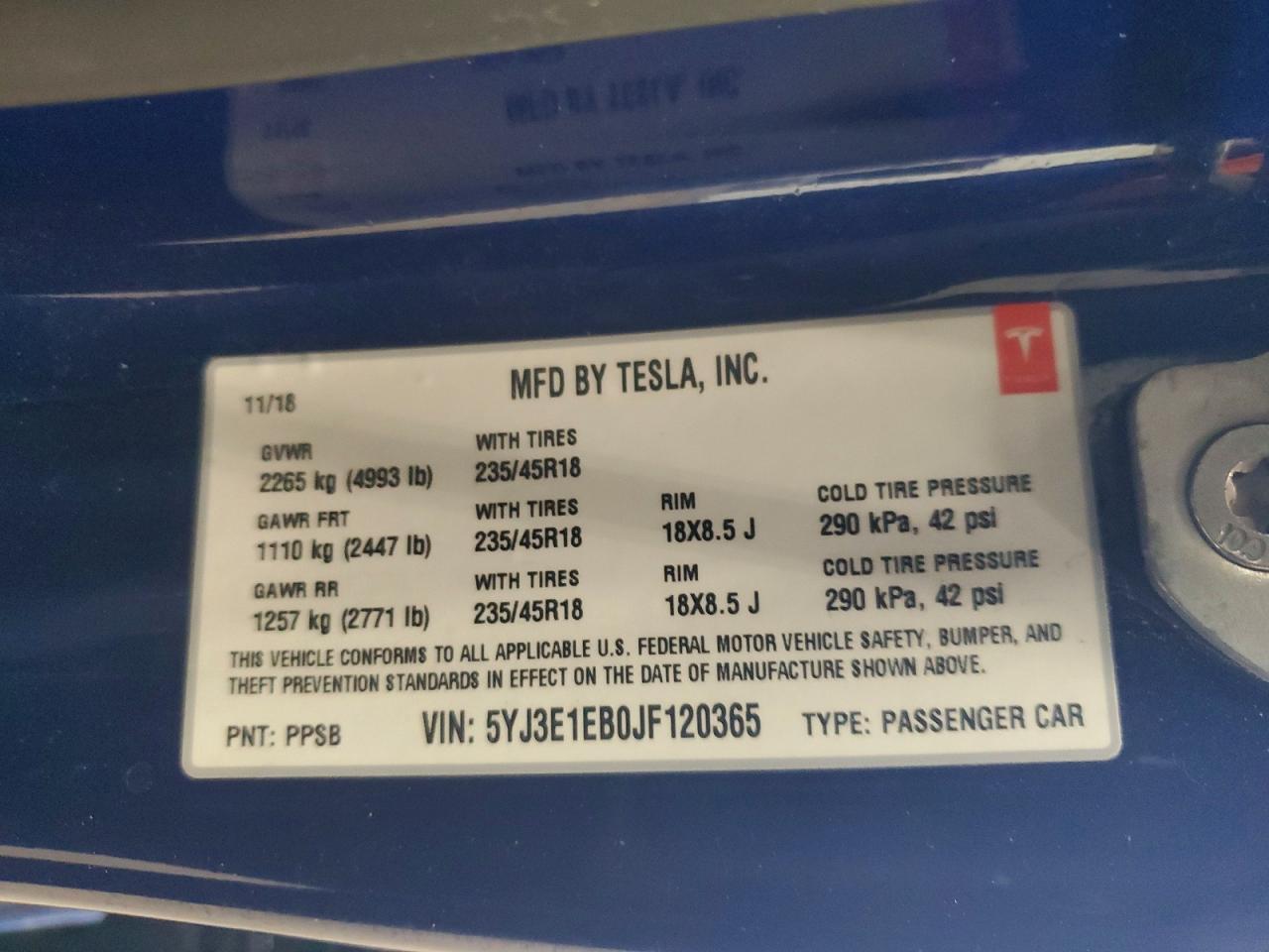 2018 TESLA MODEL 3 photo 13