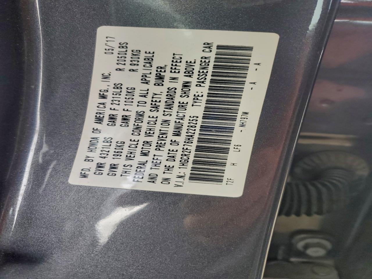 2017 HONDA ACCORD EX photo 12
