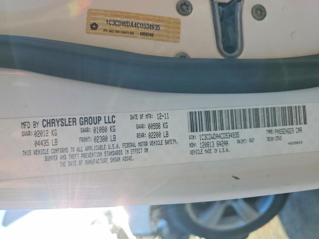 2012 DODGE CALIBER SXT photo 12