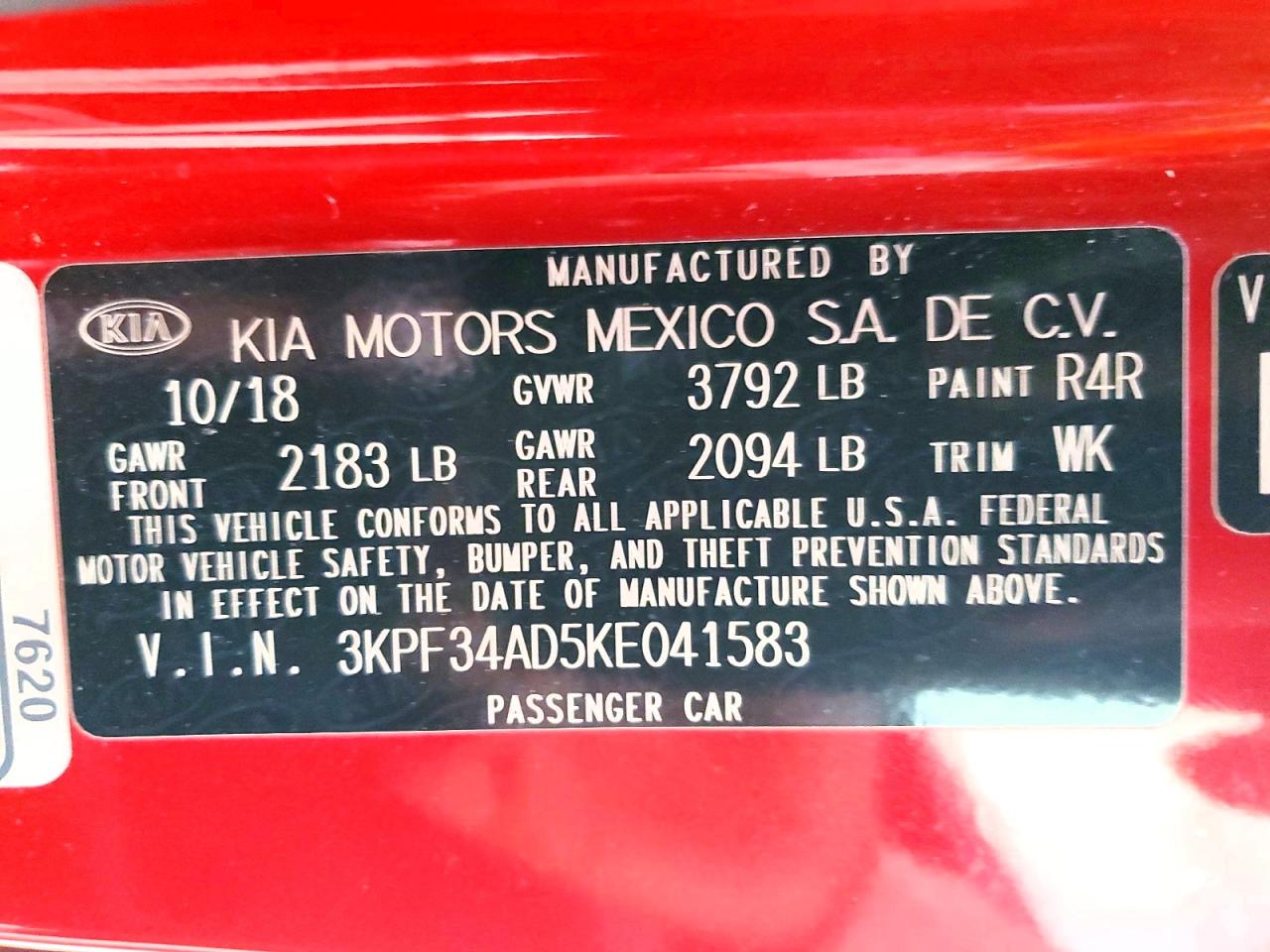 2019 KIA FORTE GT LINE photo 12