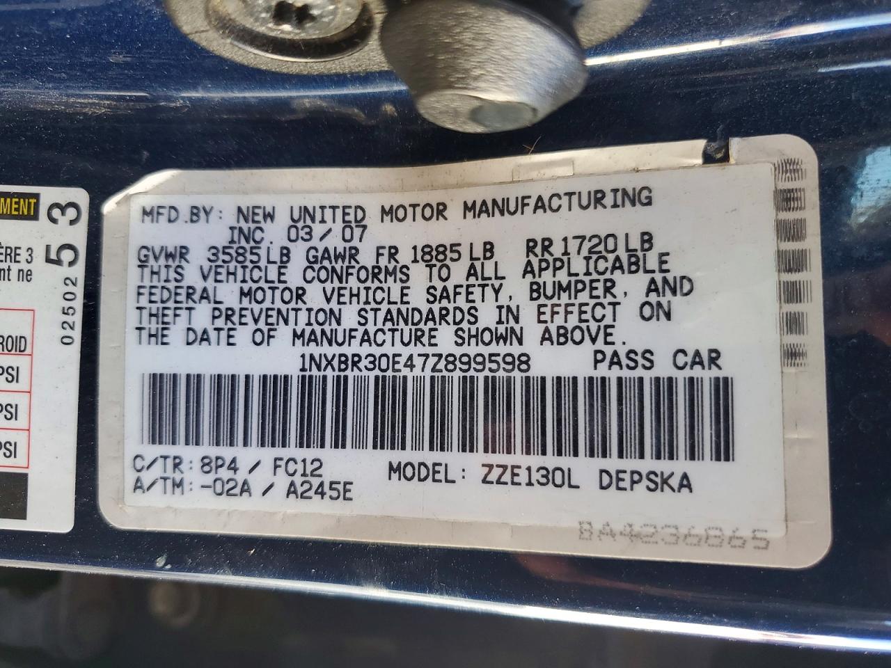 2007 TOYOTA COROLLA CE photo 34