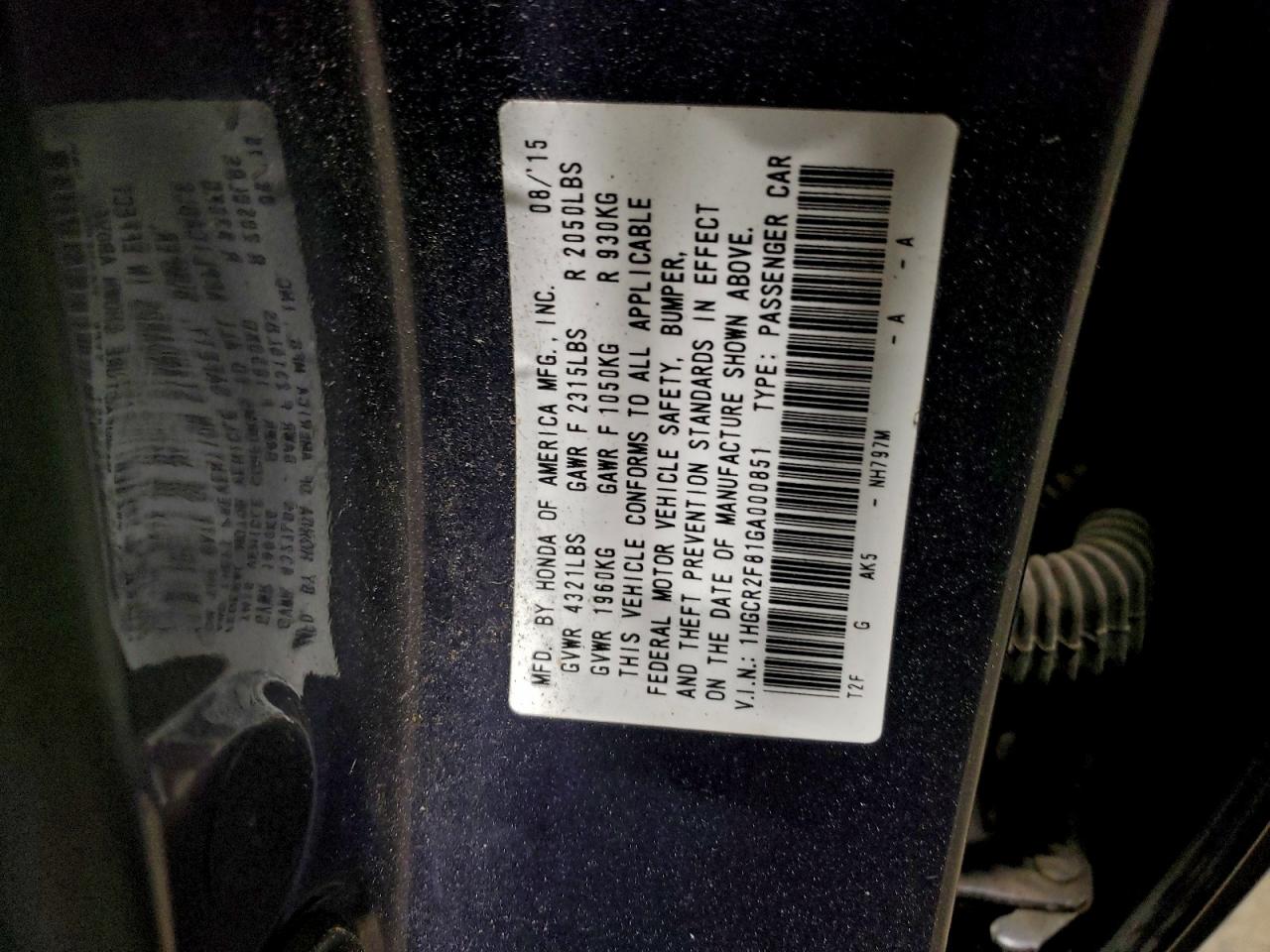 2016 HONDA ACCORD EXL photo 34