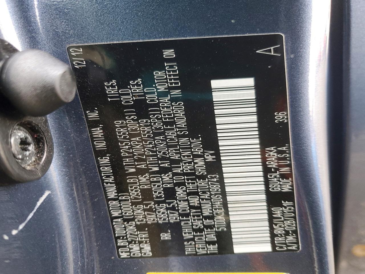 2013 TOYOTA HIGHLANDER LIMITED photo 13