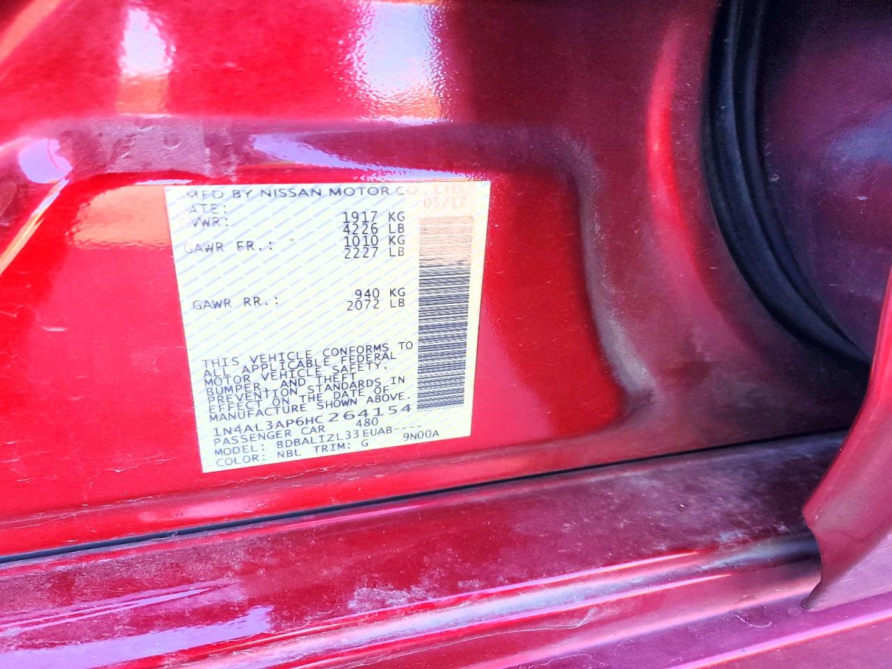 2017 NISSAN ALTIMA 2.5 photo 12