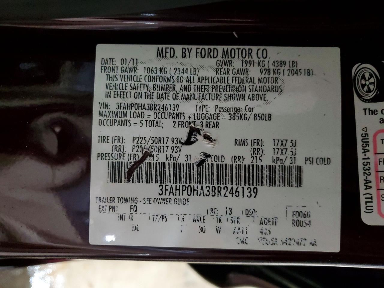 2011 FORD FUSION SE photo 12