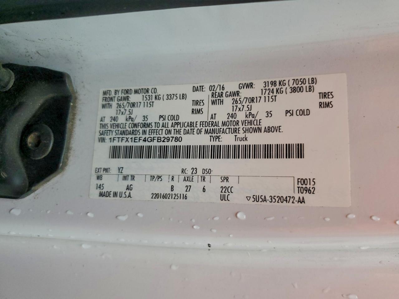 2016 FORD F150 SUPER CAB photo 12