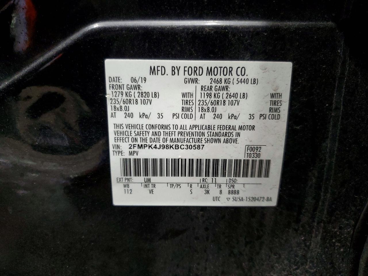 2019 FORD EDGE SEL photo 12