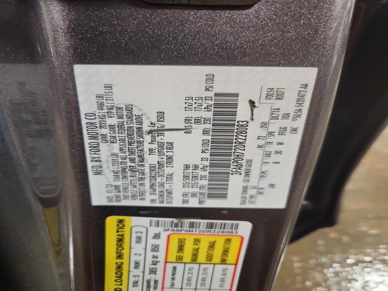 2013 FORD FUSION SE photo 13