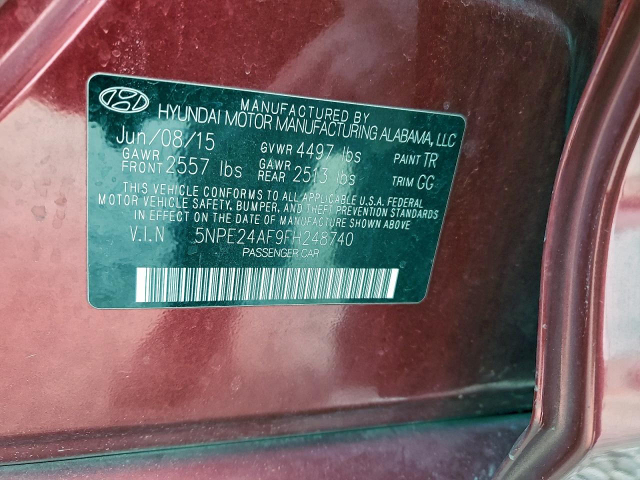 2015 HYUNDAI SONATA SE photo 23