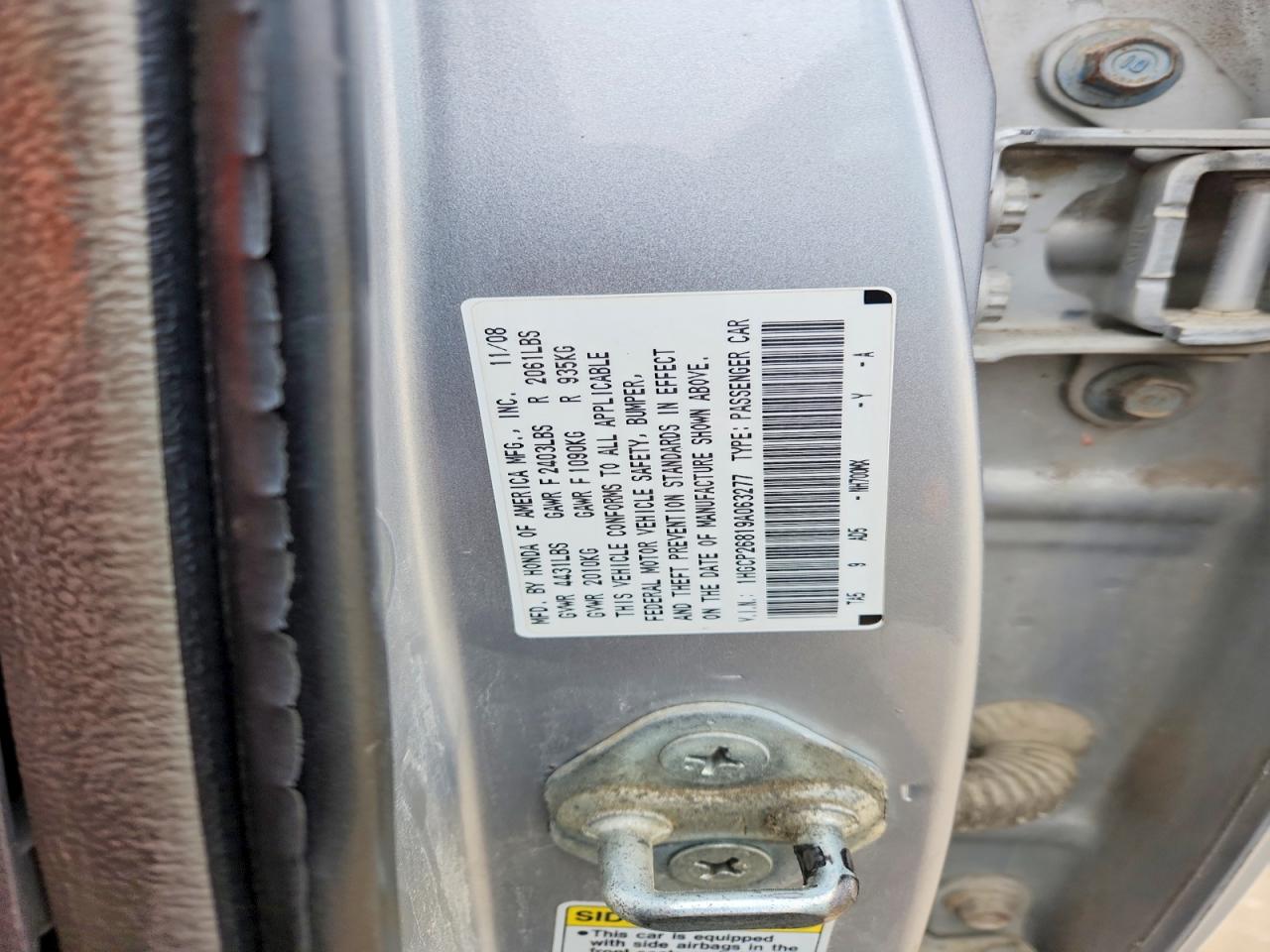 2009 HONDA ACCORD EXL photo 12