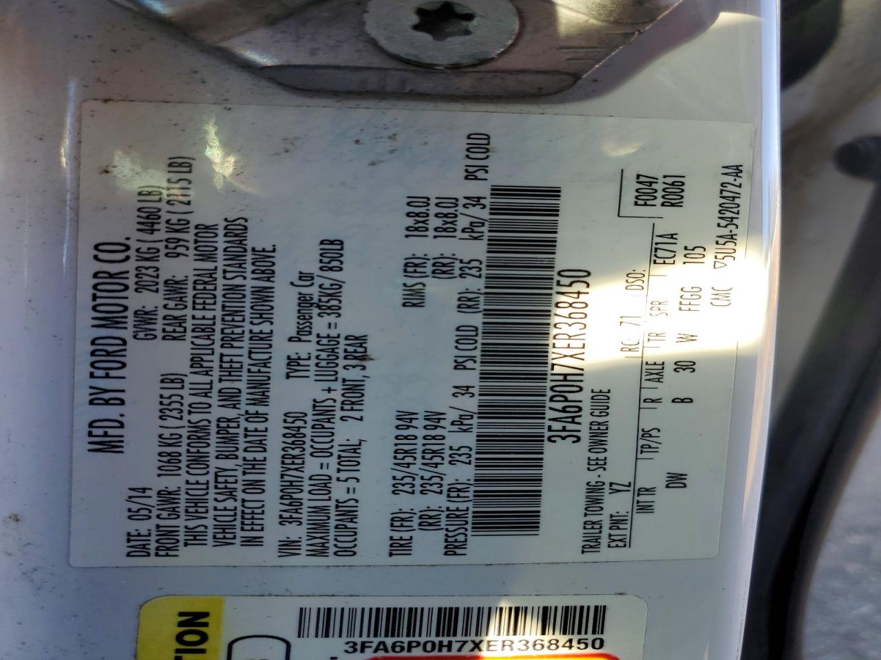 2014 FORD FUSION SE photo 12