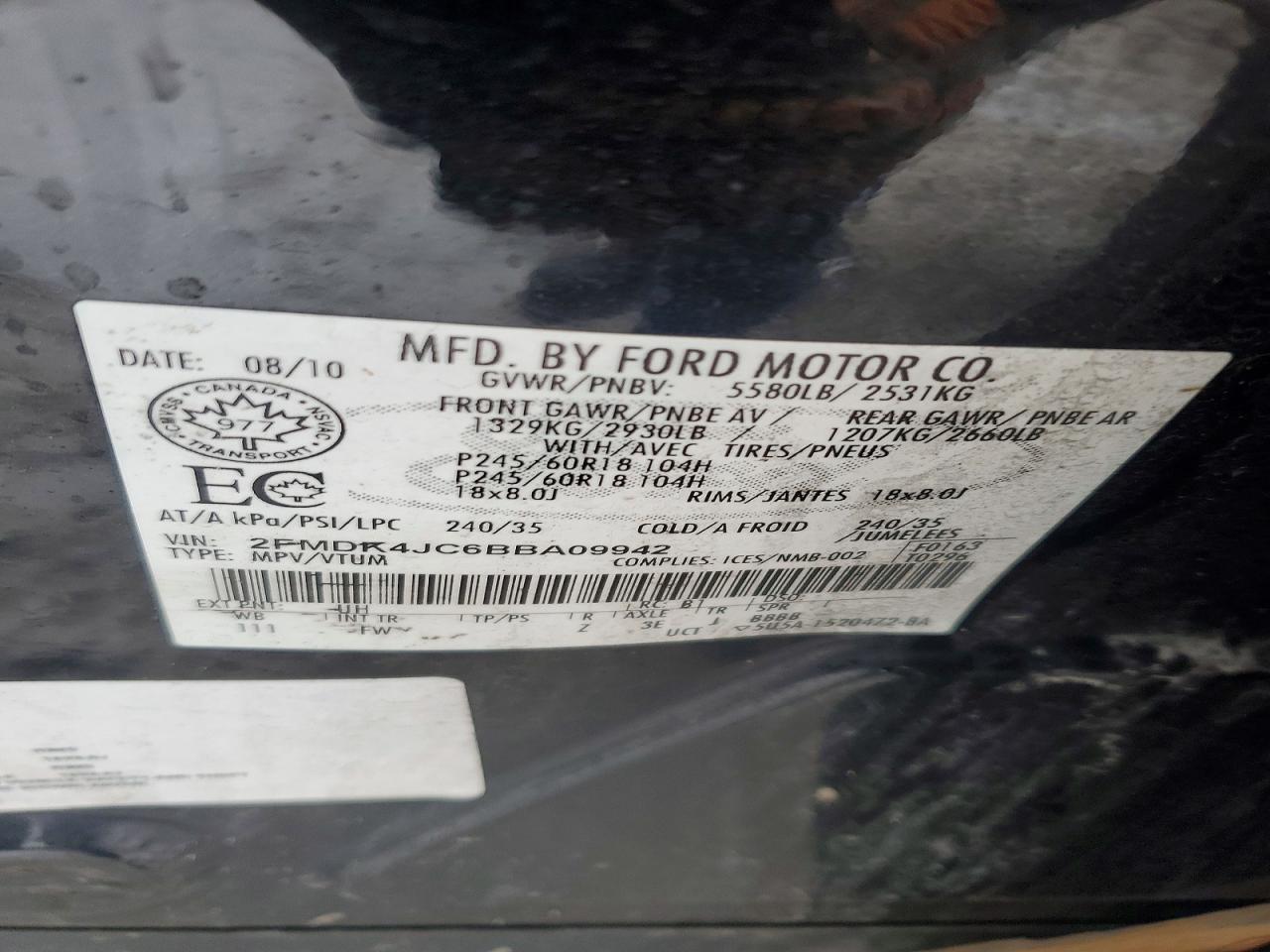 2011 FORD EDGE SEL photo 13