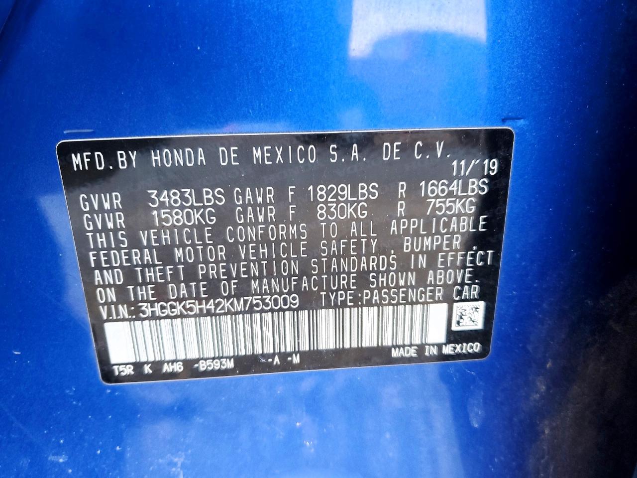 2019 HONDA FIT LX photo 12