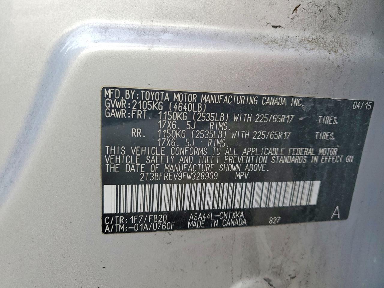 2015 TOYOTA RAV4 LE photo 14