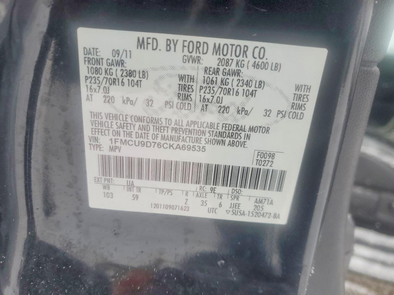 2012 FORD ESCAPE XLT photo 13