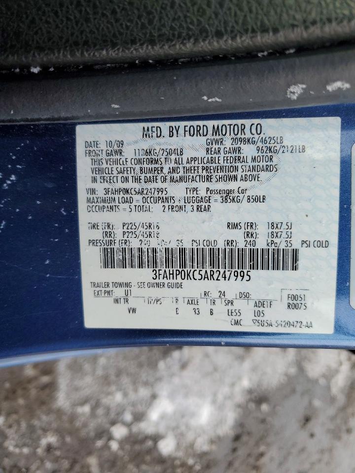 2010 FORD FUSION SPORT photo 12