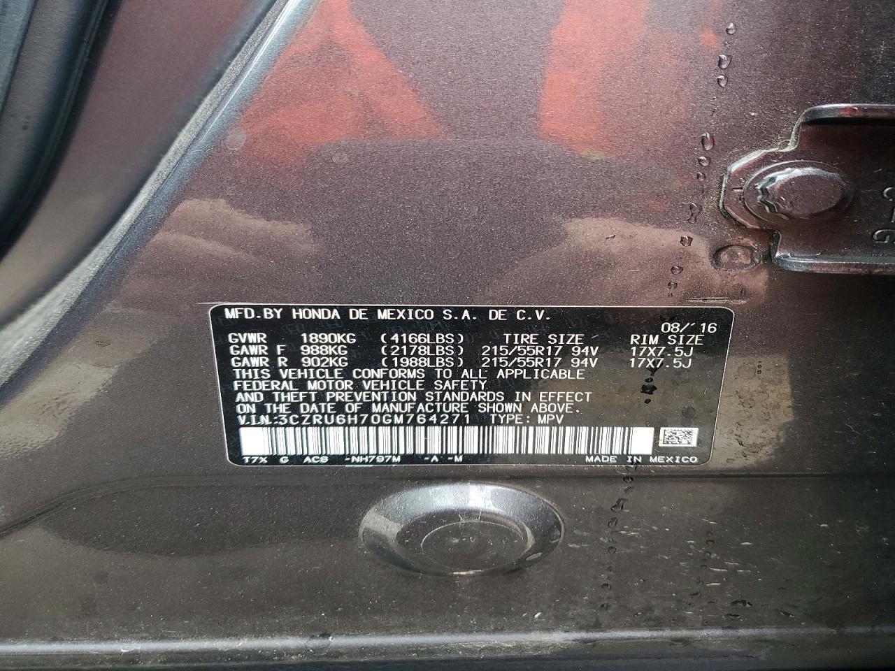 2016 HONDA HR-V EXL photo 14