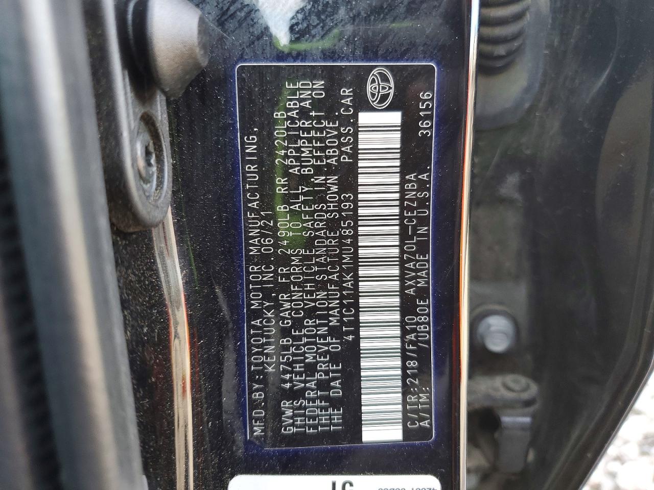 2021 TOYOTA CAMRY LE photo 37