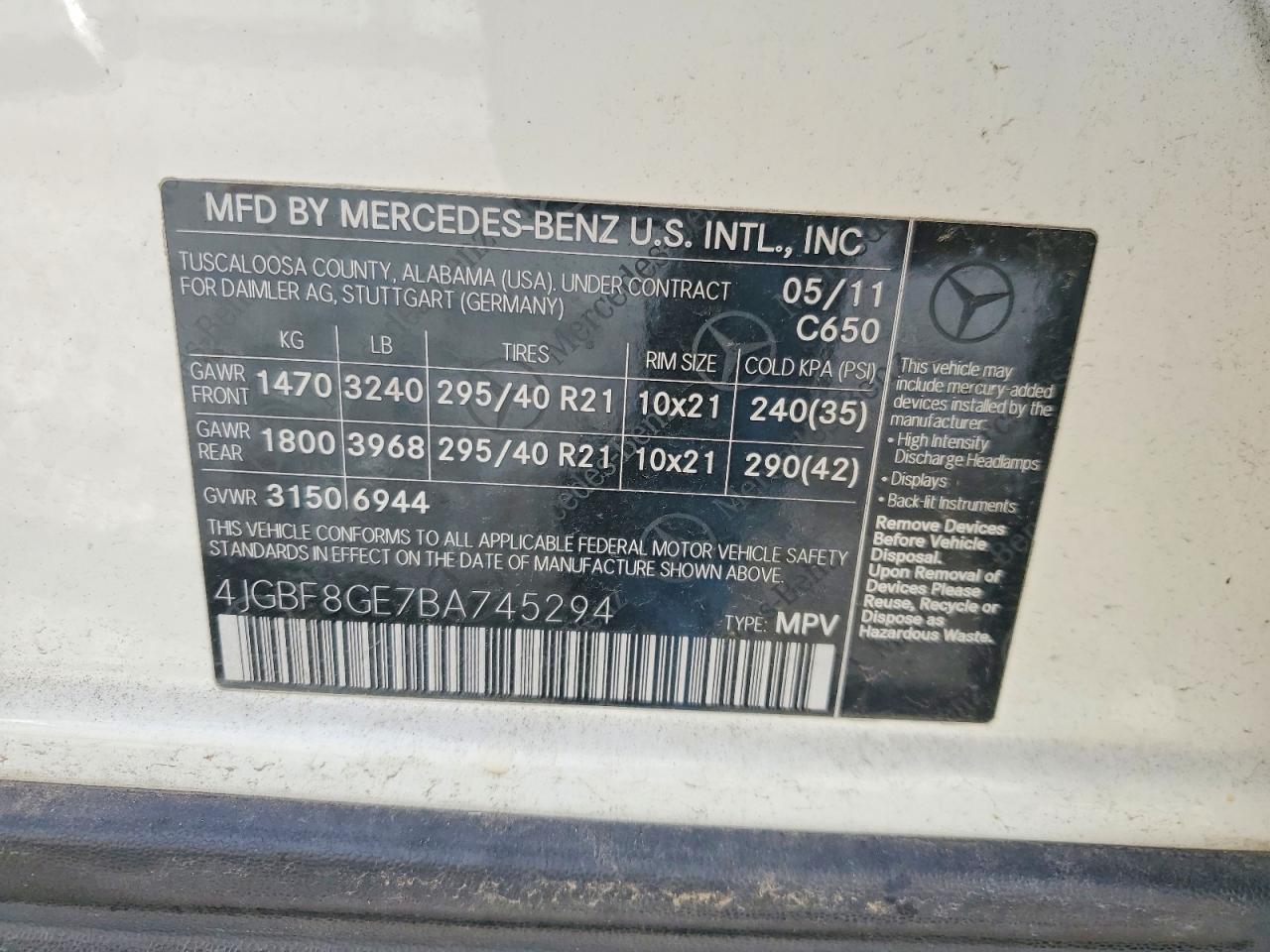 2011 MERCEDES-BENZ GL 550 4MATIC photo 13