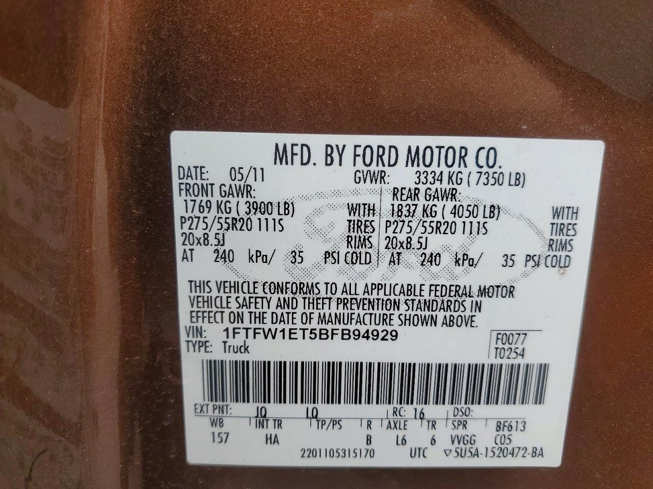 2011 FORD F150 SUPERCREW photo 12