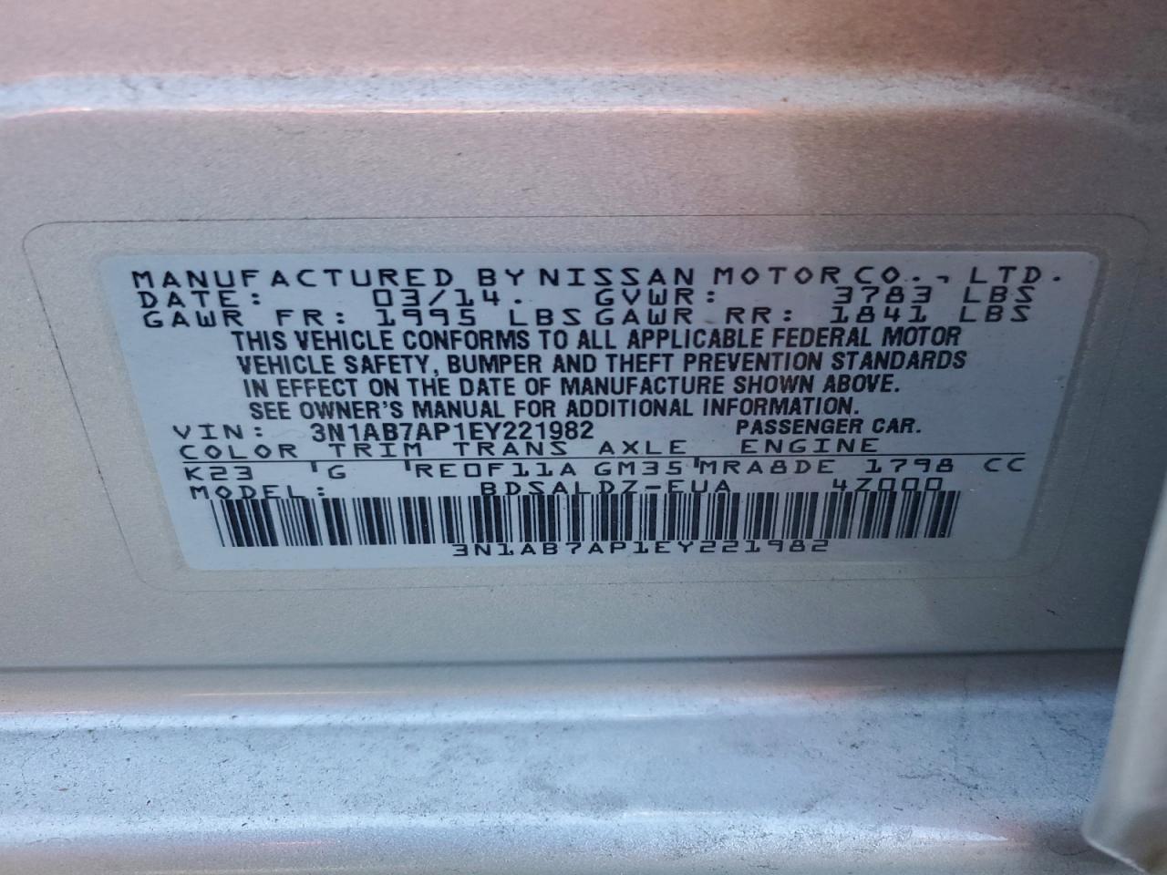 2014 NISSAN SENTRA S photo 13