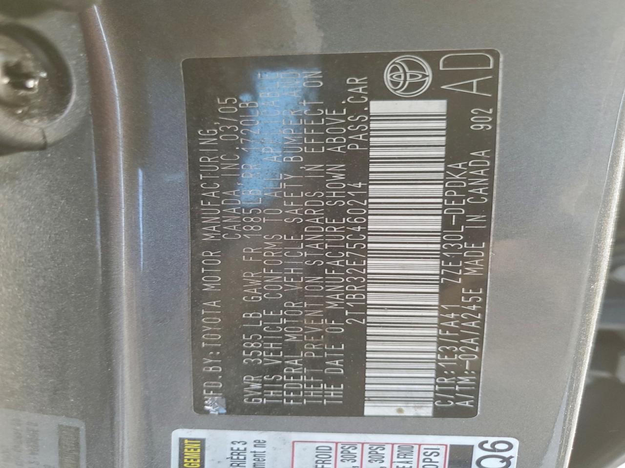 2005 TOYOTA COROLLA CE photo 12