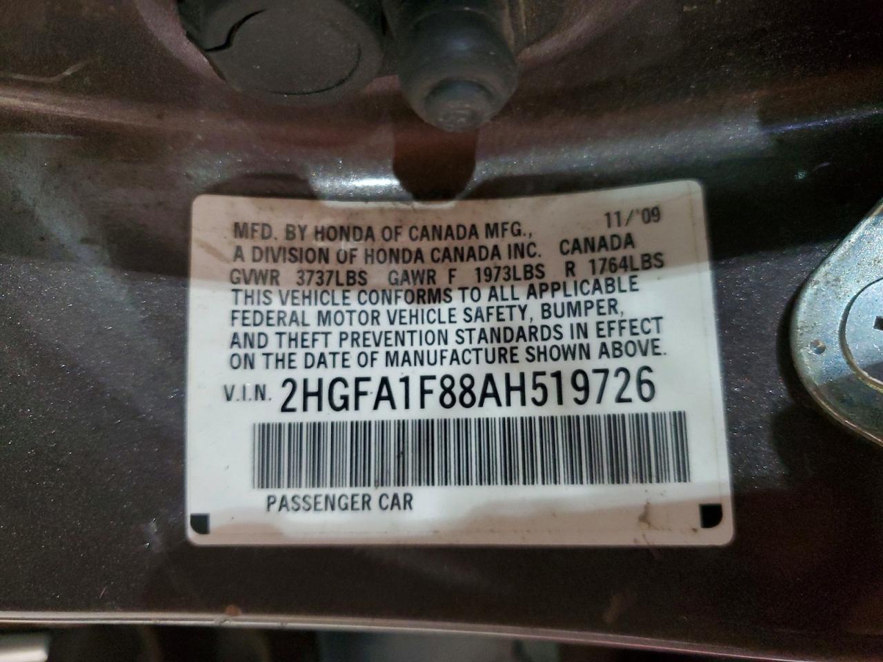 2010 HONDA CIVIC EX photo 12